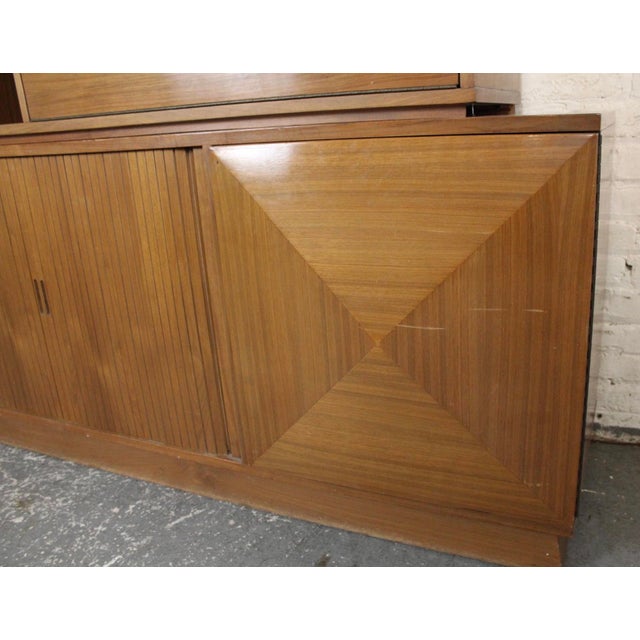 Mid 20th Century Mid 20th Century Diamond Front Walnut Cabinet W/ Bookcase Topper For Sale - Image 5 of 11