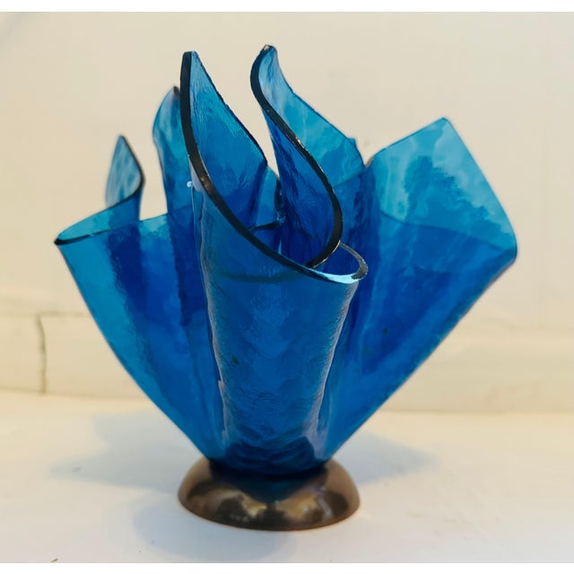 Metal Was Fedrigolli Sculptural Glass 1980s Italian Vase For Sale - Image 7 of 12