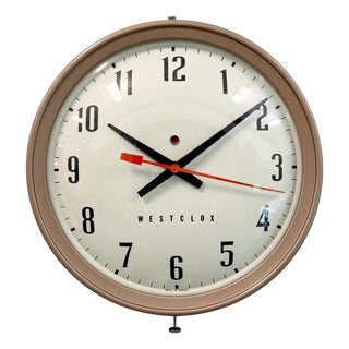 Industrial Brown Electric Station Wall Clock from Westclox, 1960s For Sale