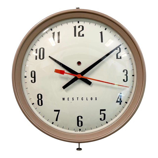 Industrial Brown Electric Station Wall Clock from Westclox, 1960s For Sale