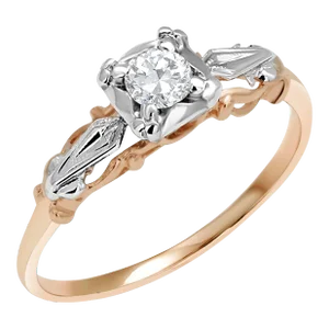 Antique Art Deco Diamond 0.15 Carat 14 Karat White and Rose Gold Filigree Ring Size 6