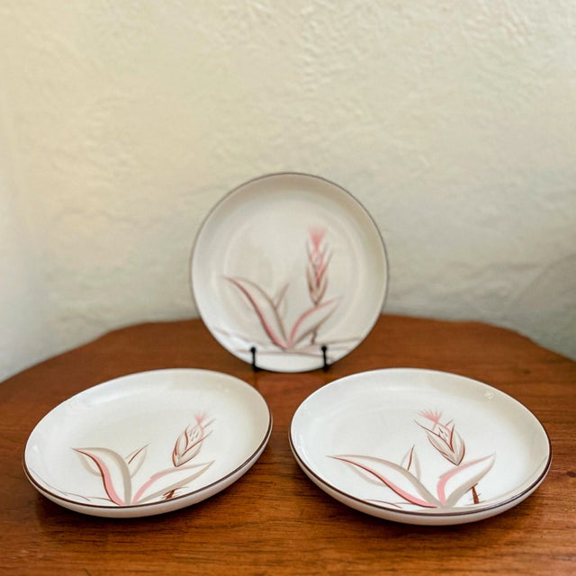 Midcentury Modern Salad Plates - Winfield 'Dragon Flower'- Set of 3 For Sale - Image 9 of 9