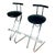 Circa 1990s Post Modern Cantilevered Chrome and Black Vinyl Barstools- Set of 2 For Sale