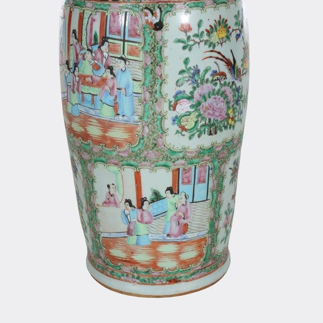 Ceramic Large Antique Chinese Rose Medallion Porcelain Floor Vase C1920 For Sale - Image 7 of 9