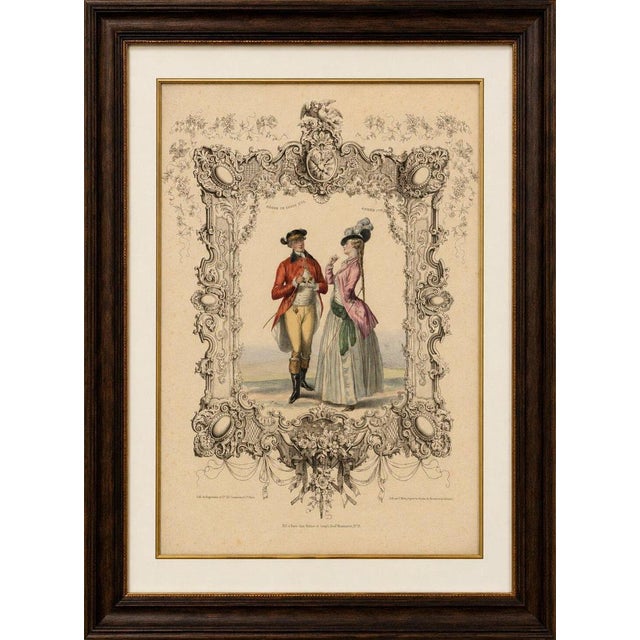 Title: louis xvi french rococo court costume lithograph, 1775 – published 1847 : a beautifully hand-colored french...