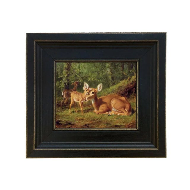American "Doe and Twin Fawns" Contemporary Reproduction Print on Canvas by Arthur Fitzwilliam Tait, Framed For Sale - Image 3 of 3