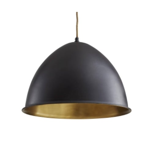 This playfully named hi and low adjustable pendant is artfully weighted with a solid egg that allows you to hang the metal...