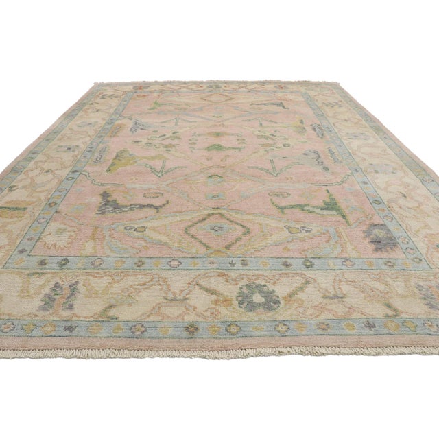 Contemporary Vintage Pink Oushak Style Rug - 09'04 X 12'08 For Sale - Image 3 of 9