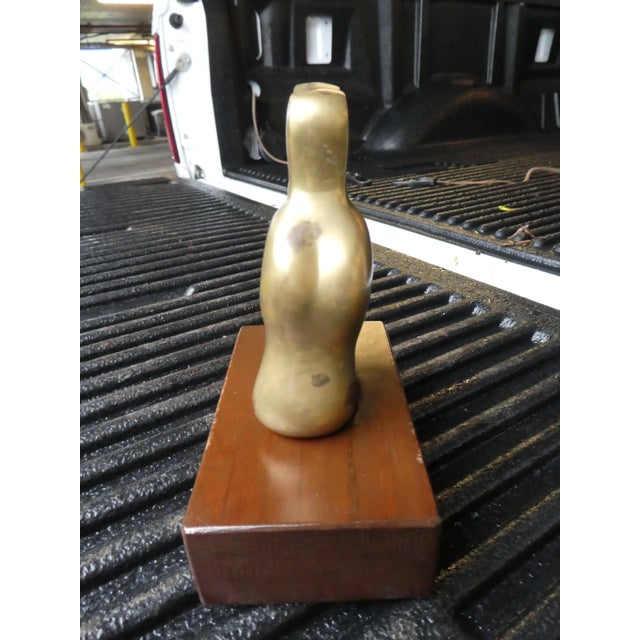 1970s 1970s Signed Bronze Abstract Figure on Wood Plinth For Sale - Image 5 of 9