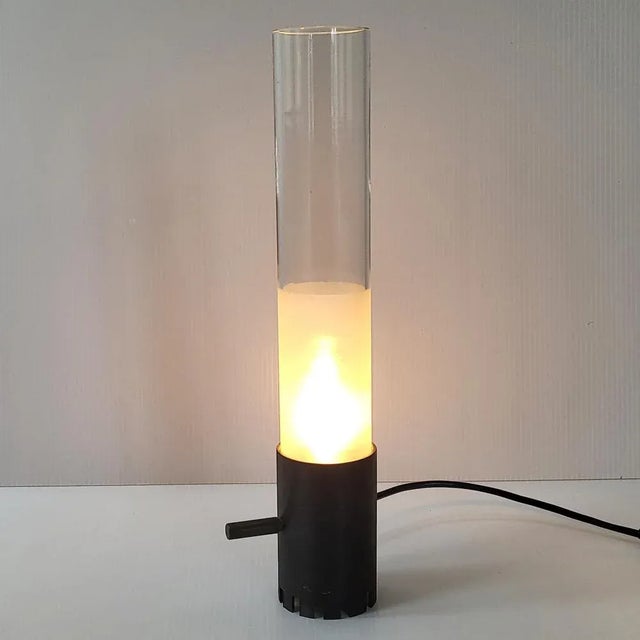 Mid-Century Table Lamp in Steel & Glass, 1950s For Sale - Image 6 of 13