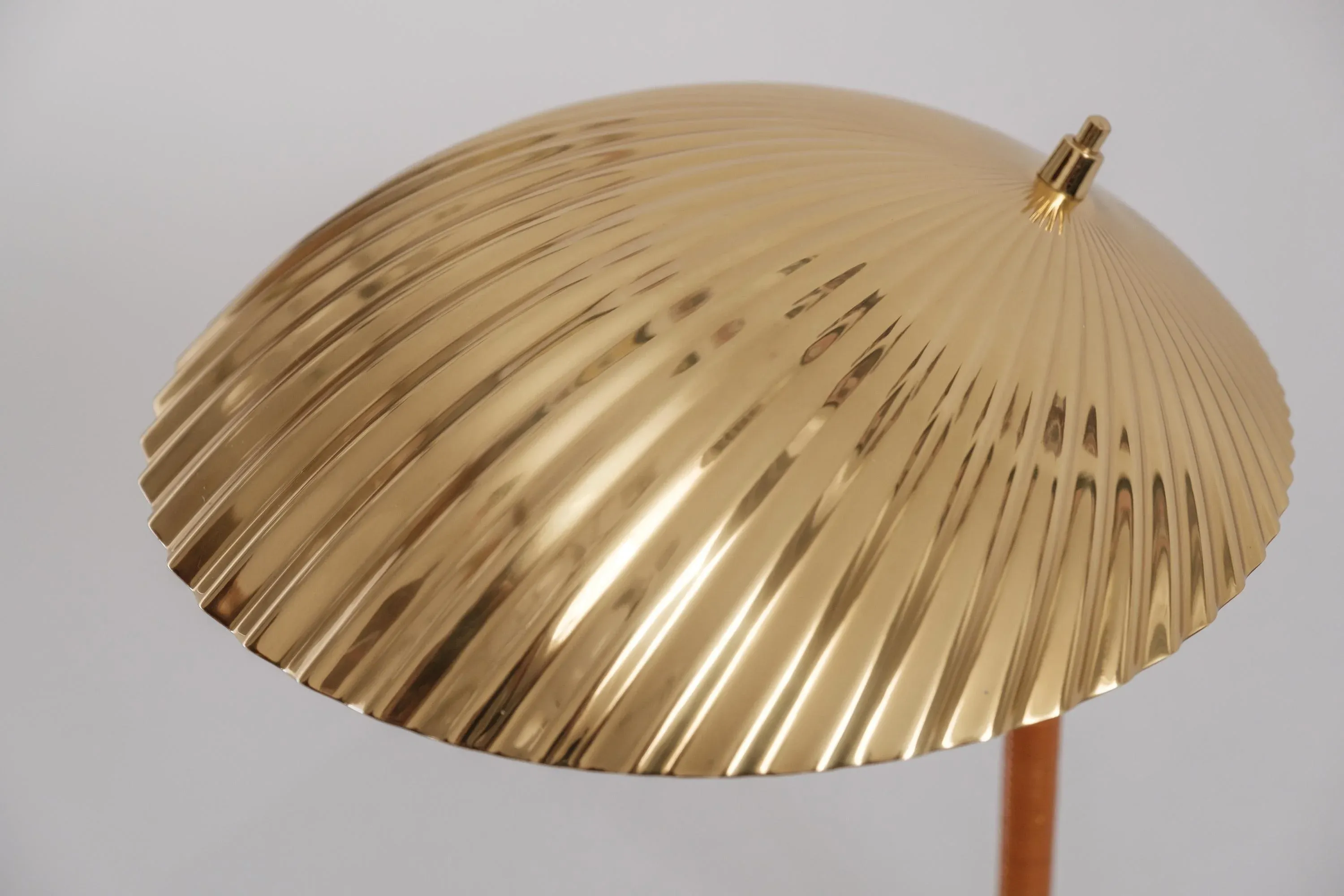 Paavo Tynell Model 5321 Brass and Rattan Table Lamp | Chairish