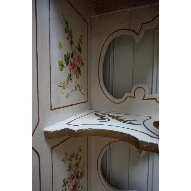 French Hand-Painted Console Table with Mirror and Floral Painting, 1900s For Sale - Image 13 of 18