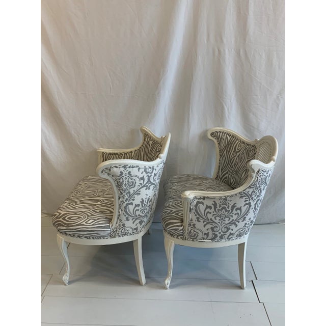 Early 20th Century Antique French Bergere Chairs and Ottoman Set- 3 Pieces For Sale - Image 5 of 11