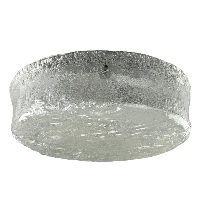 Mid-Century Modern Flush Mount in Ice Glass from Hillebrand, 1960s For Sale