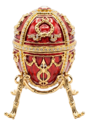 Ornate Red & Gold Fabergé Egg Trinket Box