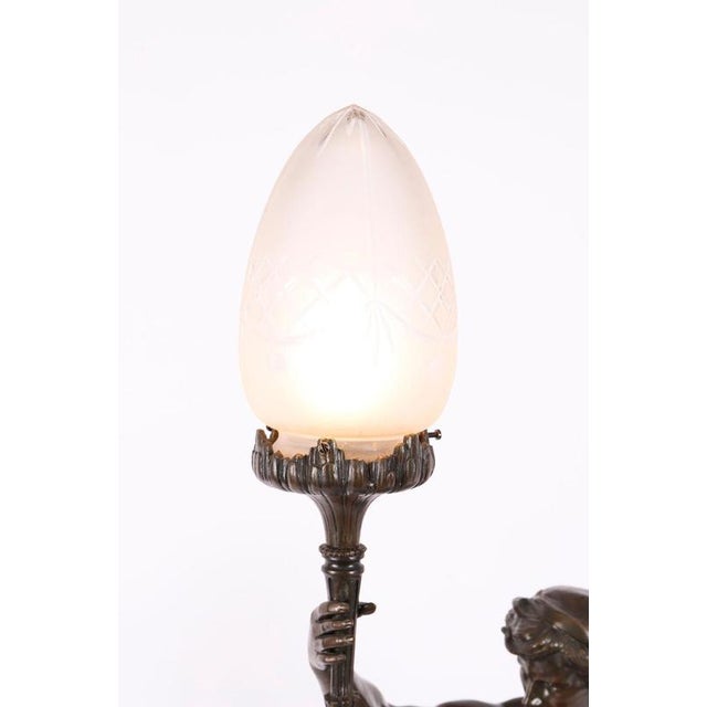 Large Antique French of Gloire et Fortune Lamp Bronze, 1890s For Sale - Image 4 of 18