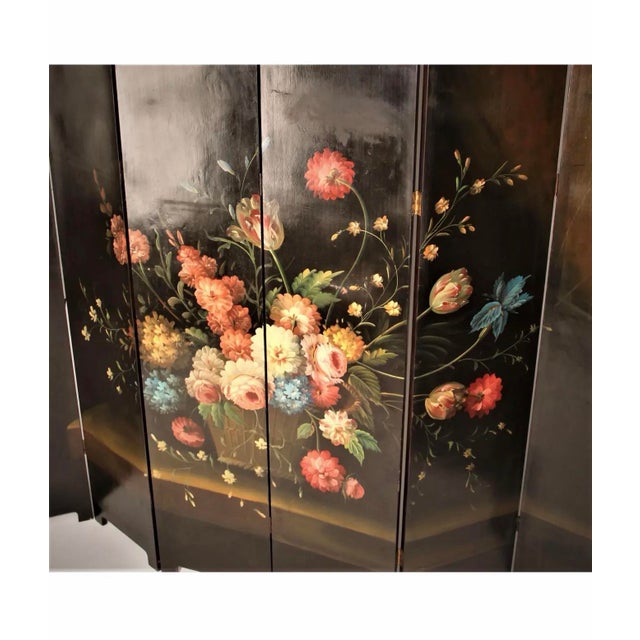 Antique French Dressing Hand Painted Six Panel Screen Divider For Sale - Image 4 of 6