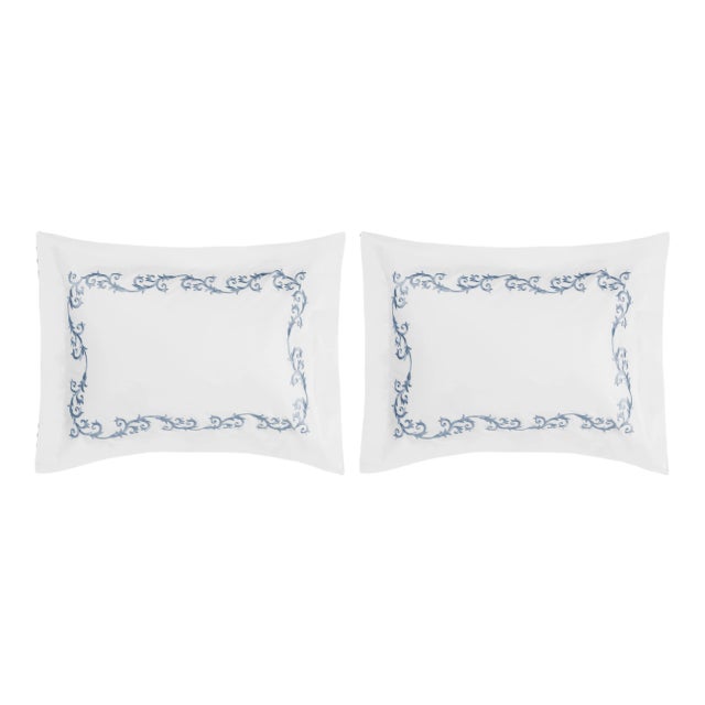 Tuscany King Shams in Slate Blue - a Pair For Sale