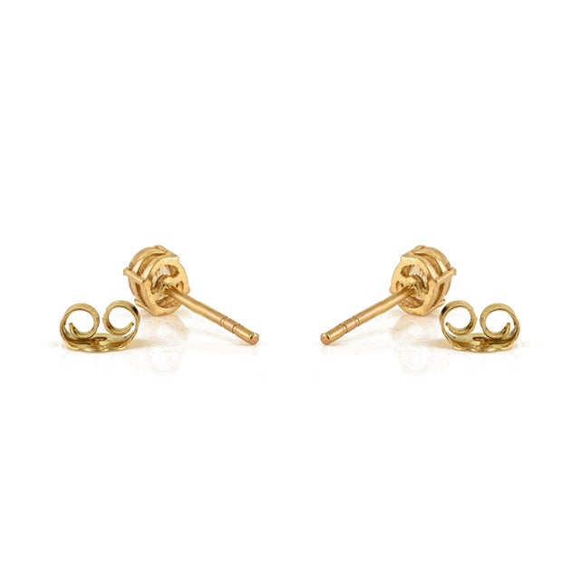 Metal Minimalist Soliatire Yellow Sapphire Everyday Stud Earrings for Her In14k Yellow Gold- A Pair For Sale - Image 7 of 14