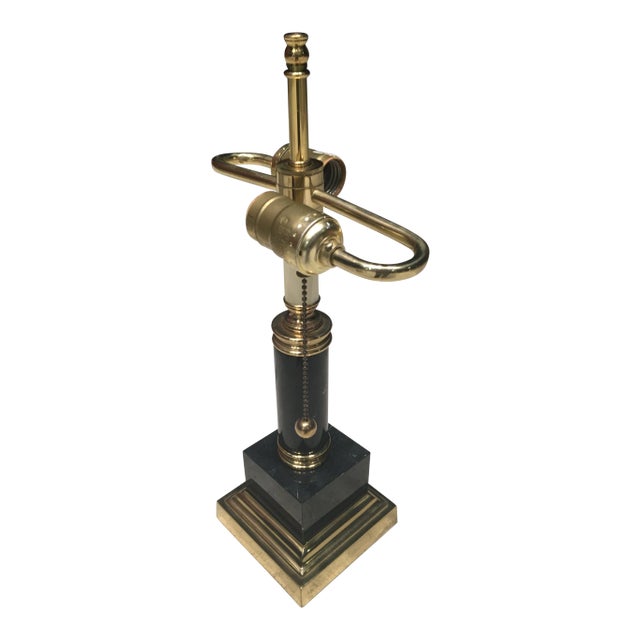 Postmodern Black Marble & Brass Desk Lamp For Sale