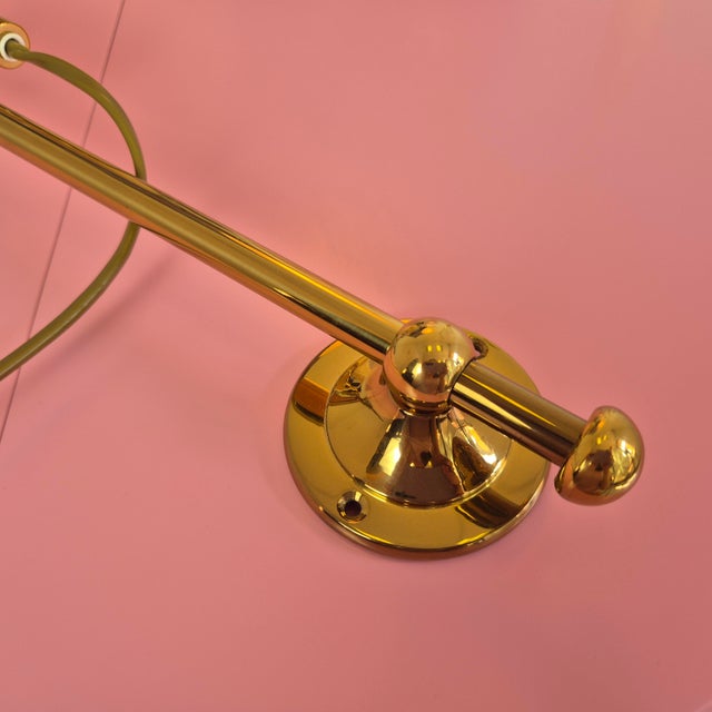Metal Adjustable Brass Wall Lamps with Linen Shades, 1980s, Set of 2 For Sale - Image 7 of 14