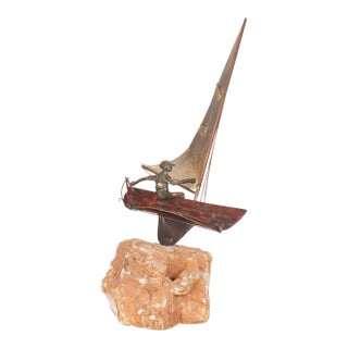Signed Curtis Jeré Sailboat on Quartz Sculpture For Sale