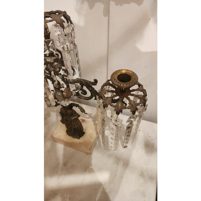 Mid 19th Century Mid 19th Century Victorian Bronze and Crystal Candelabra For Sale - Image 5 of 9