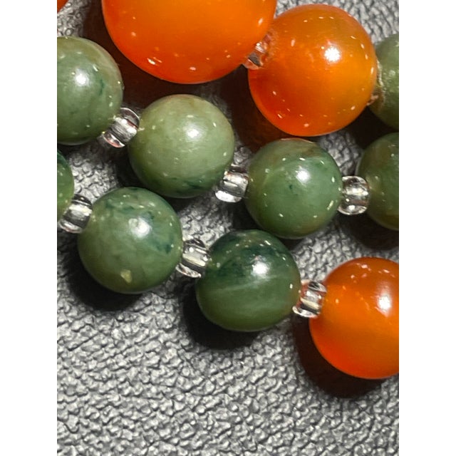 Gemstone Gemstone Necklace Red Nanhong Agate Bingju Type (Icey Orange Tangerine). Necklace With Jade Vintage Screw Clasp For Sale - Image 7 of 9