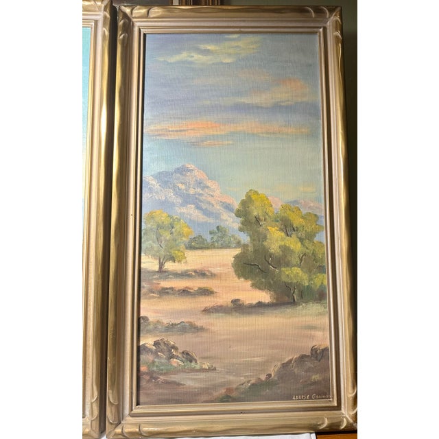Mid-Century Modern 1964 Mid-Century Modern Desert Landscape Oil Paintings - a Pair For Sale - Image 3 of 12