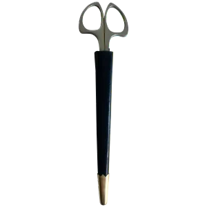 German Desk Scissor Set in Leather and Brass Case