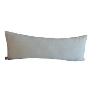 Frette White Fabric Long Bolster Decorative Pillow For Sale