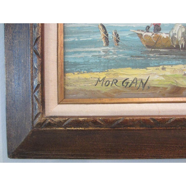 1950s 1950s Morgan Seascape Coast of Italy Impressionist Signed Painting, Framed For Sale - Image 5 of 9
