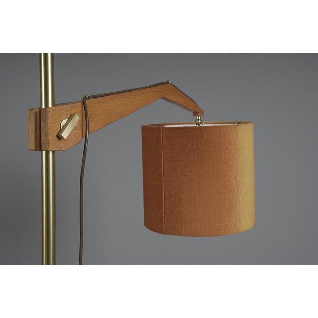 Brown Floor Lamp in Wood, Brass and Fabric by Rudolf Dörfler, 1960s For Sale - Image 8 of 14