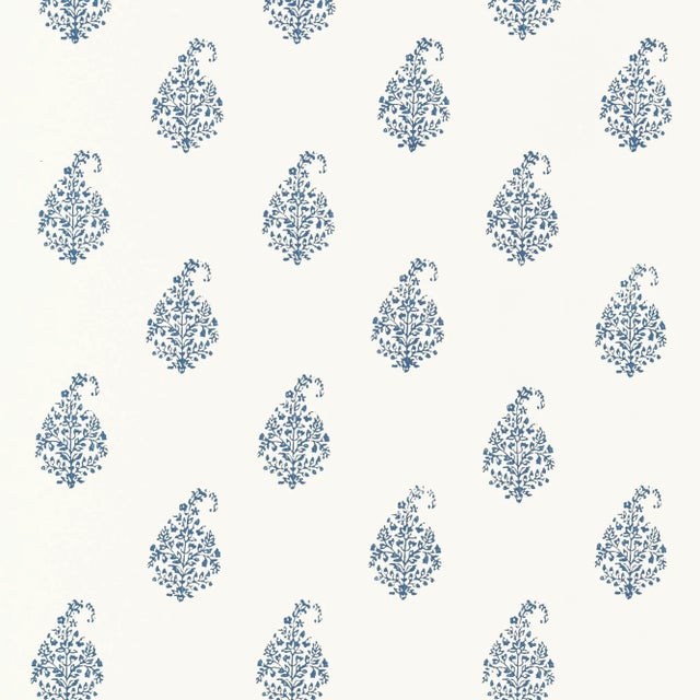Contemporary Sample - Schumacher Kerala Paisley Wallpaper in Delft For Sale - Image 3 of 3