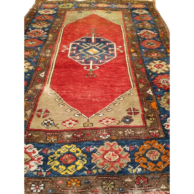 19th Century Handwoven Anatolian Village Area Rug, Wool, Vegetable Dyed, 4' x 5' For Sale - Image 13 of 18