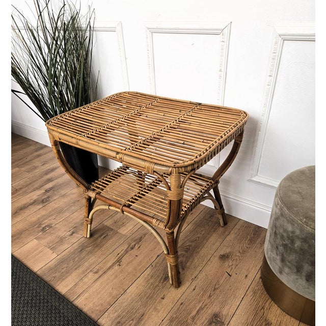 Italian Bamboo Rattan Side Table by Tito Agnoli, 1960s For Sale - Image 9 of 10