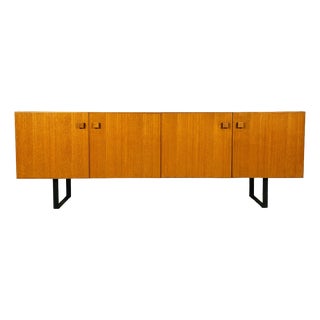 Scandinavian Teak Sideboard with Metal Sled-Style Legs, 1960 For Sale