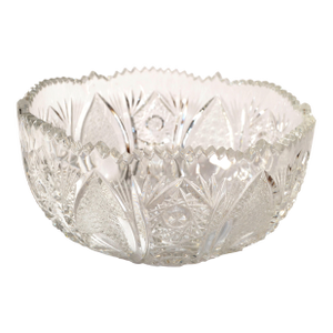 Vintage Brilliant Cut Crystal Glass Bergen Style Bowl Art Deco