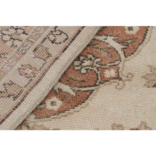 Beige Antique Turkish Hereke Rug, Brown and Beige Floral Medallion - Rug & Kilim For Sale - Image 8 of 8