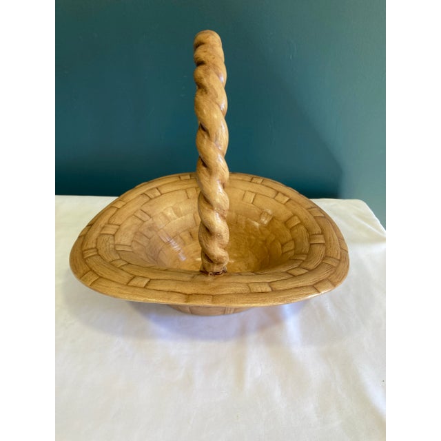 1950’s Hand Painted Ceramic Basket For Sale - Image 4 of 7