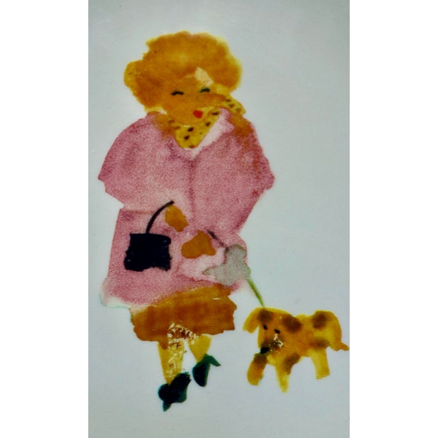 1960s Woman With Dog, Small Plates, for Nieman Marcus, Tatjana for Mosca - Pair For Sale In Minneapolis - Image 6 of 14