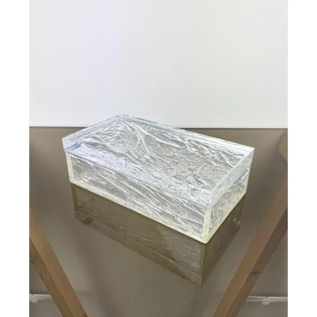 Rectangular box made of ice-effect acrylic glass, 1970s.