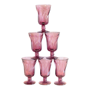 Vintage Fostoria Jamestown Amethyst Footed Juice Glasses, Set of 6