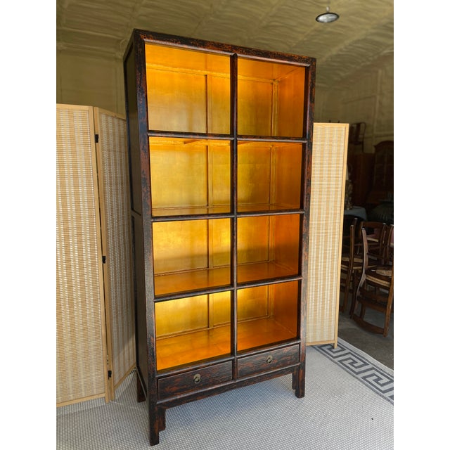 Crackled Finish Chinoiserie Bookshelf Curio Display Chairish