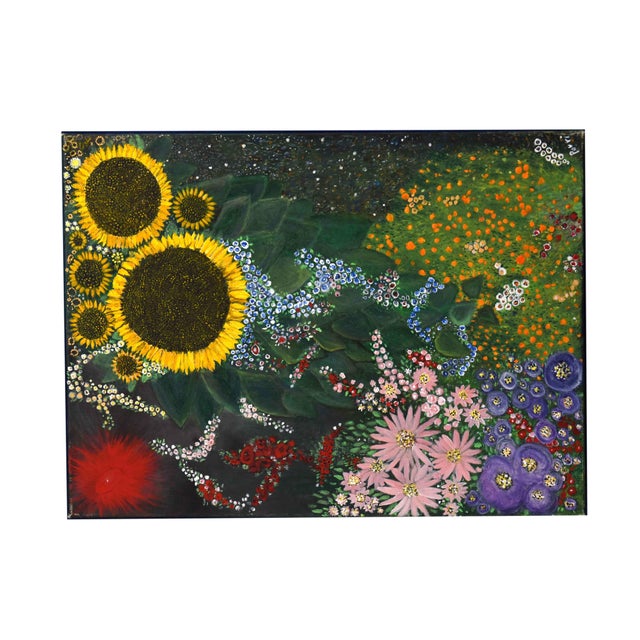 Impressionist Cosmic Garden Oil on Canvas by Pouri For Sale - Image 3 of 3