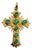 Vintage 14k Gold Emerald Latin Cross Pendant For Sale