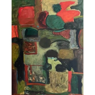 Large Abstract Acrylic Painting by Marjorie Schlossman, Signed, 48” X 36” For Sale