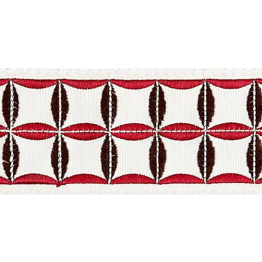 Sample, Scalamandre Fiori Embroidered Tape, Raspberry For Sale