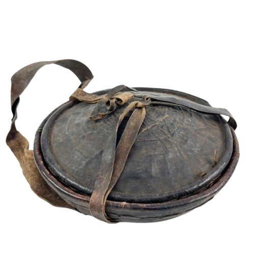 Early 20th Century Mesob Lidded Leather Wrapped Lunch Basket Ethiopia For Sale