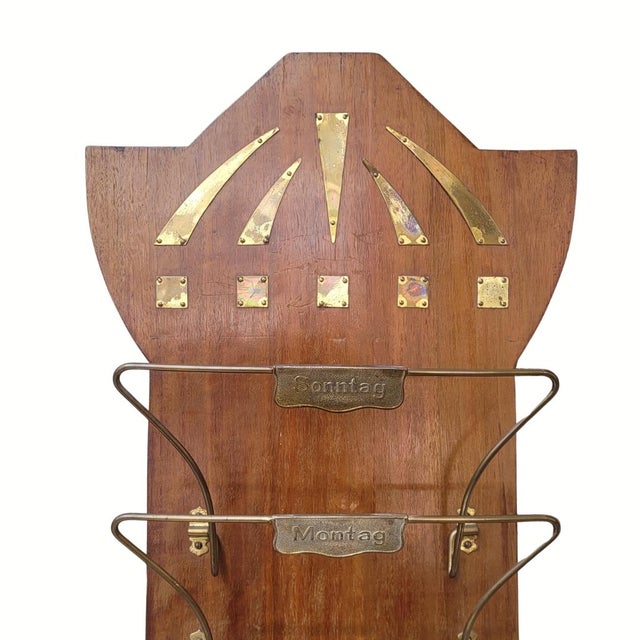 Wall-mounted magazine rack, wood and gilt brass, Art Deco, 1920s – Germany Type: Wall-mounted magazine rack Style: Art...